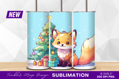 Cartoon fox with christmas tree and gifts tumbler png Product Image 1