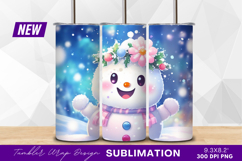 Cute snowman with flower crown tumbler png Product Image 1