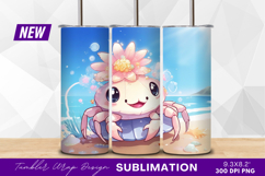 Cute flower crab on beach tumbler png Product Image 1
