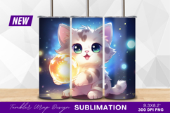 Cute kitten holding magic orb tumbler png Product Image 1