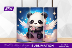 Winged panda with flowers on cloudy tumbler png Product Image 1