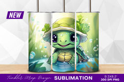 Cute cartoon turtle with plants and bubbles tumbler png Product Image 1