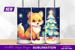 Cute fox with christmas tree tumbler png Product Image 1