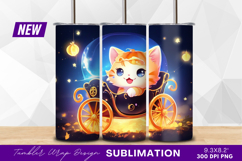 Cute cat pumpkin carriage night illustration tumbler png Product Image 1