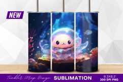 Cute jellyfish cartoon underwater ocean scene tumbler png Product Image 1