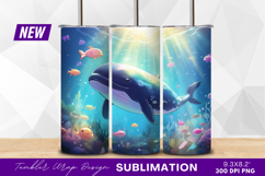 Whale swimming with fishes in the ocean tumbler png Product Image 1