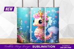 Cute seahorse princess underwater tumbler png Product Image 1