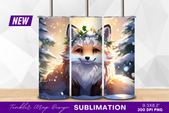 Winter fox with holly wreath tumbler png Product Image 1