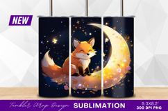 Cute fox resting on the moon tumbler png Product Image 1