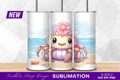 Cute crab with flowers on beach tumbler png Product Image 1