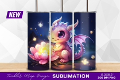Adorable baby dragon with glowing flower tumbler Product Image 1