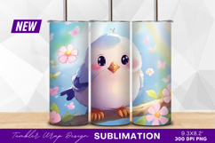 Cute bird on branch spring flowers tumbler png Product Image 1