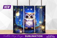 Cute owl on branch with fairy lights tumbler png Product Image 1