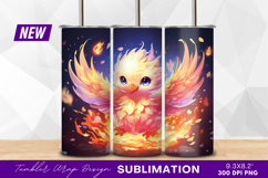 Cute cartoon phoenix rising from flames tumbler png Product Image 1