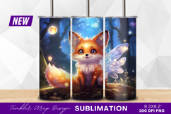 Cute fairy fox in enchanted forest tumbler png Product Image 1