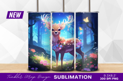 Floral deer in enchanted forest tumbler png Product Image 1