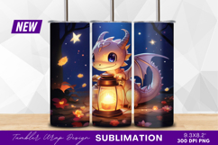 Cute dragon with lantern in magical night tumbler Product Image 1