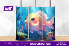 Cute cartoon goldfish swimming underwater tumbler png Product Image 1
