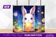 Cartoon Easter bunny holding golden egg tumbler png Product Image 1