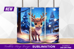 Adorable Christmas reindeer in snowy winter forest tumbler Product Image 1