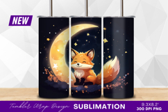 Cartoon fox on moon night scene tumbler png Product Image 1