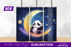 Cute panda on moon in starry night tumbler png Product Image 1