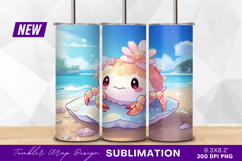 Cute crab with flowers on beach tumbler png Product Image 1