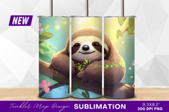 Cute cartoon sloth resting on a branch tumbler Product Image 1