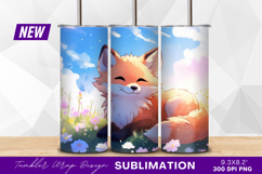 Smiling cartoon fox in flower meadow tumbler Product Image 1