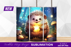 Cute hedgehog holding magic light in forest tumbler Product Image 1