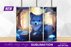 Cute wolf pup in enchanted forest scene tumbler Product Image 1
