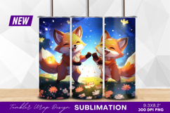 Cheerful foxes play in blooming meadow scene tumbler Product Image 1