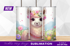 Cute alpaca with flower crown in meadow tumbler Product Image 1