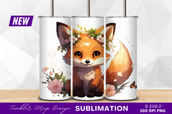 Cute fox with flower crown tumbler png Product Image 1