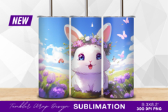 Cute bunny wearing flower crown in meadow tumbler Product Image 1
