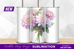 Pink dahlias in tumbler png illustration Product Image 1