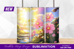 Pink flowers sunlit river tumbler png Product Image 1