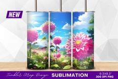 Pink dahlia flowers in a summer garden tumbler png Product Image 1