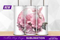 Pink floral illustration inside a circular tumbler Product Image 1