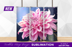 Beautiful pink dahlia flower tumbler png Product Image 1