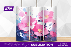 Abstract pink flower blossom painting tumbler png Product Image 1