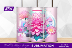Pink dahlias with abstract background tumbler png Product Image 1