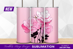 Pink floral illustration tumbler png Product Image 1