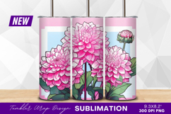 Pink dahlias flowers with buds tumbler png Product Image 1