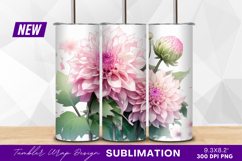 Pink dahlia blossom floral design tumbler png Product Image 1