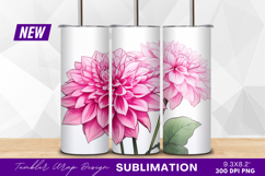 Two pink dahlia flowers elegant illustration tumbler png Product Image 1