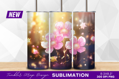 Pink flowers with bokeh lights tumbler png Product Image 1