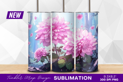 Pink dahlias in a dreamy forest tumbler png Product Image 1