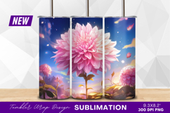 Pink dahlia flower with blue sky background tumbler Product Image 1