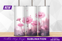 Pink watercolor floral illustration tumbler png Product Image 1